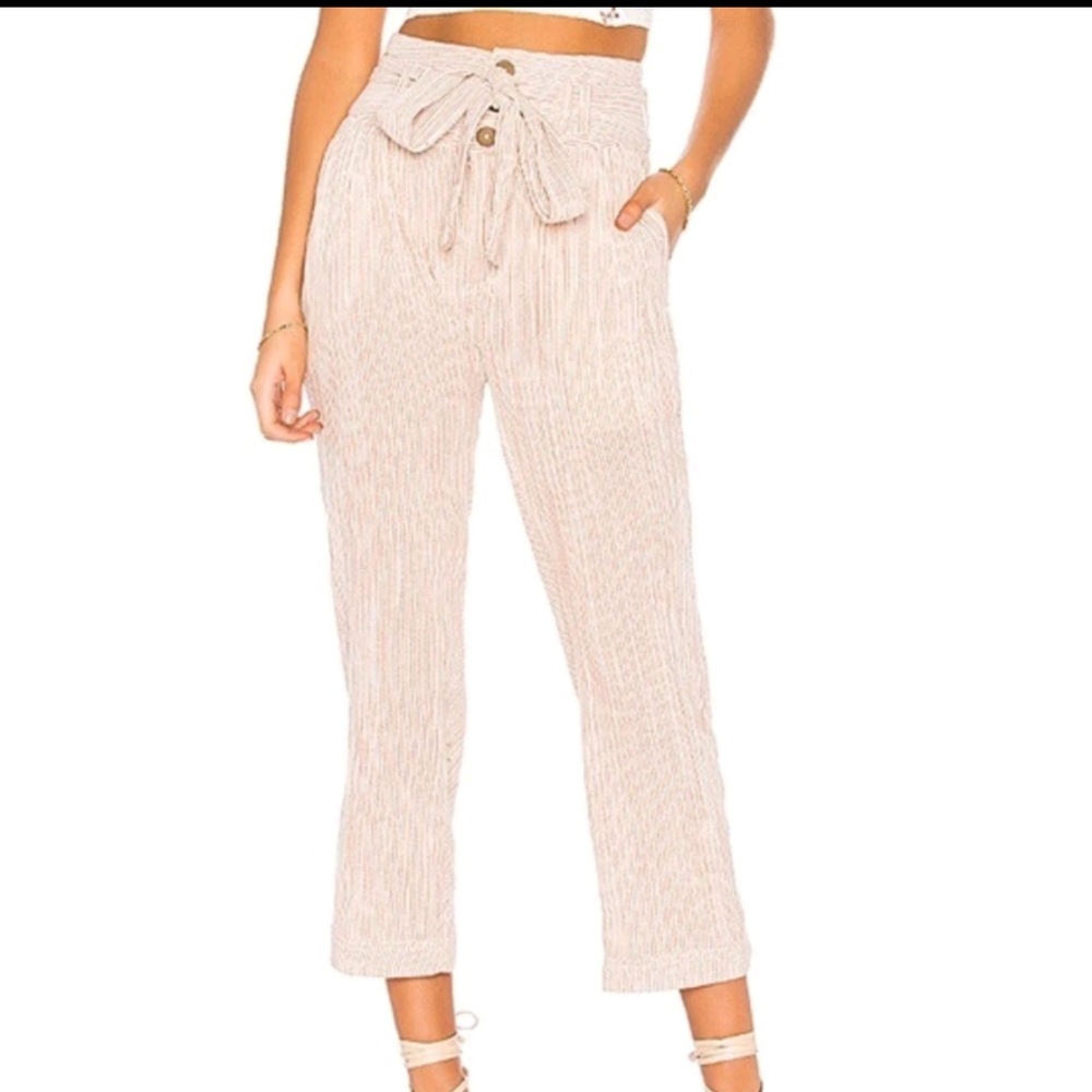 Free People Cream Cropped Ankle Pants with Relaxed Fit NWT Size 12